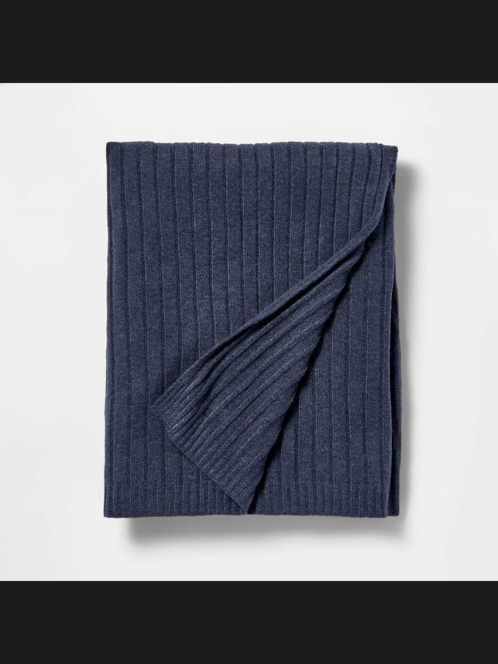 Ribbed Knit Throw Blanket - Navy